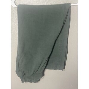 Dip Wide Leg Linen Blend Crop Pant Forrest Green 12in Rise 25 Inseam Tag Large